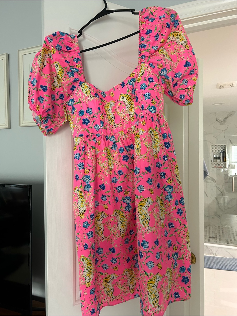 Lilly Pulitzer Neon Kay Baby Doll Pink Floral Tiger Print Dress